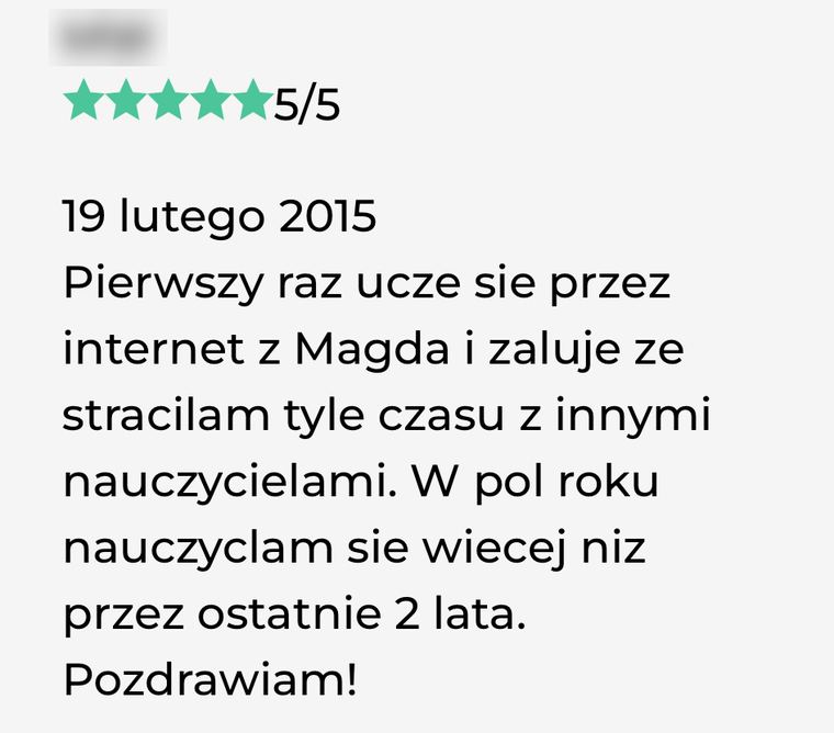 Zrzut ekranu wcześniejszej opinii ucznia nr 3